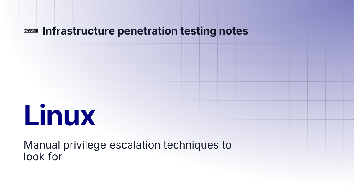 Linux | Infrastructure penetration testing notes