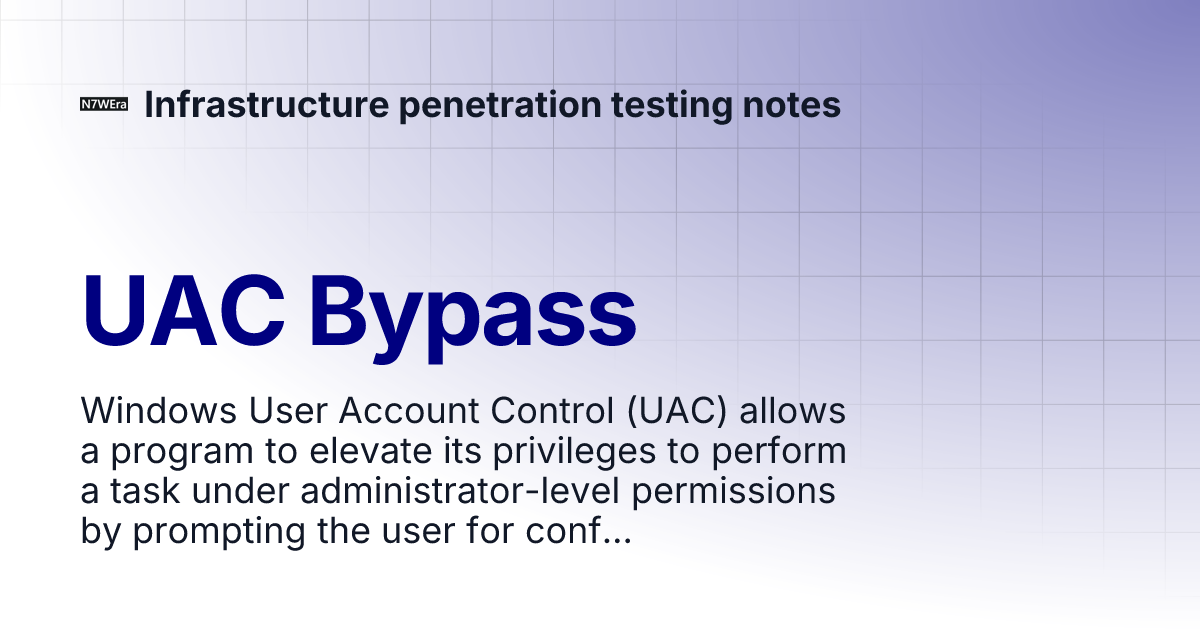 UAC Bypass | Infrastructure penetration testing notes